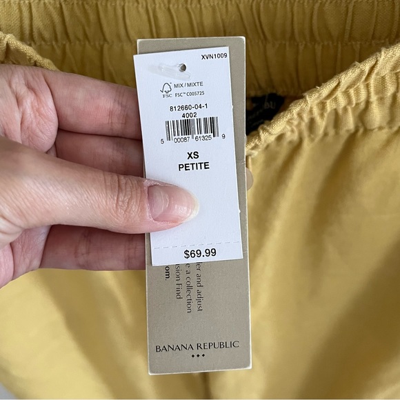 NWT Banana Republic Factory Yellow Wide Leg Crop Linen Blend Pants XS Petite - Picture 6 of 11